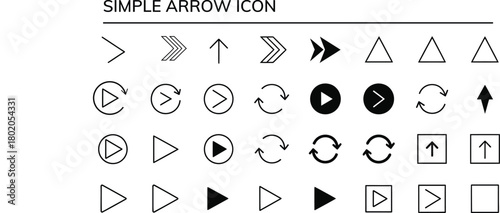 Collection of simple black and white arrow and shape icons