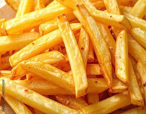 Golden French Fries with Seasoning Close Up