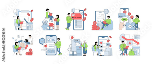 Vector Illustrations of Digital Banking and Transactions