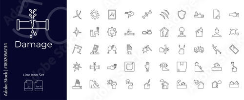 Damage Line Editable Icons set