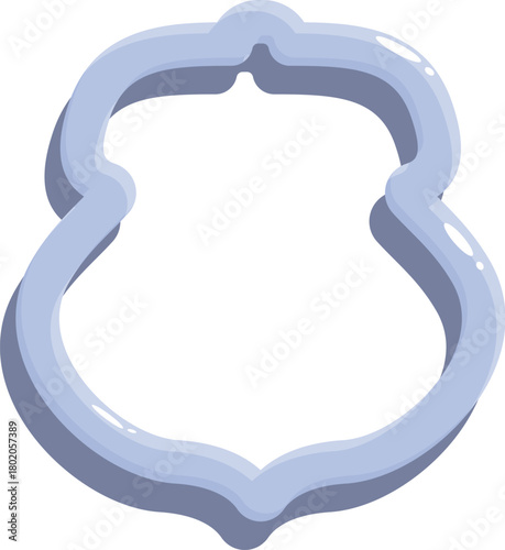 Light blue empty police badge shape creating negative space, suitable for security or law enforcement concepts