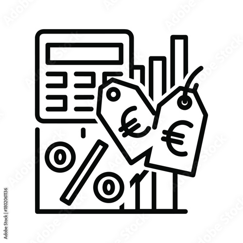 Line art icon of a picnic table with attached benches