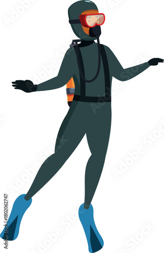 Professional diver exploring underwater world with scuba gear