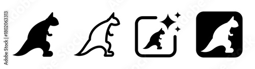 Kangaroo icon illustration of Australian wildlife silhouette in a clean vector style on transparent background