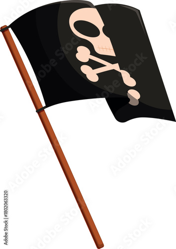 Jolly roger waving in the wind, symbolizing piracy, danger, and adventure on the high seas