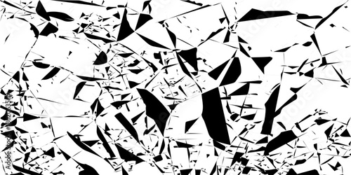 black and white gunge paper cut shapes abstract grunge broken glass texture with various scratched and grainy stains.	