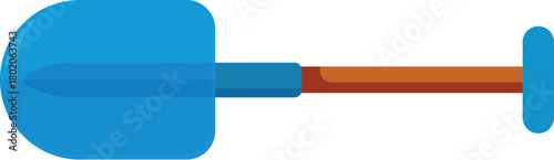 Simple vector illustration of a blue shovel with wooden handle, ideal for gardening and construction projects