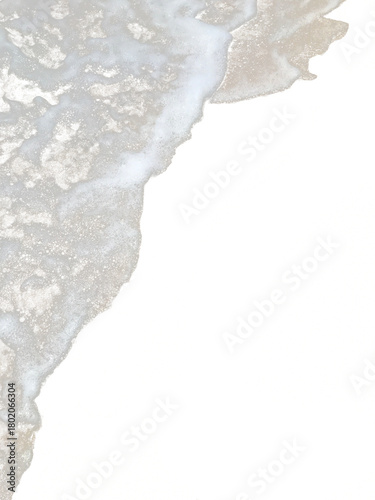 Fotografi Texture of sea waves with white foam on a sandy beach, isolated transparent