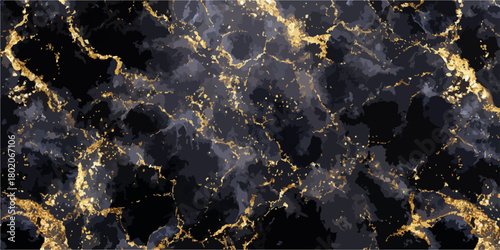 高級感のある黒と金のマーブル模様のベクター背景、エレガントなテクスチャデザイン素材