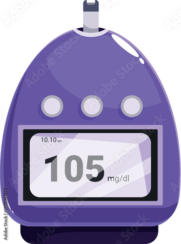 Glucose meter showing blood sugar level reading of 105 mgdl