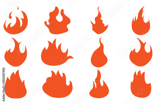 Fire & Flame Icon Set – Bonfire, Campfire, and Flame Vector Collection for Logos and Design