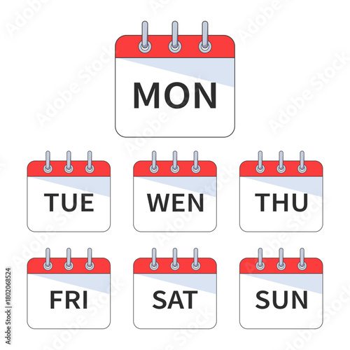 Day of week calendar set.