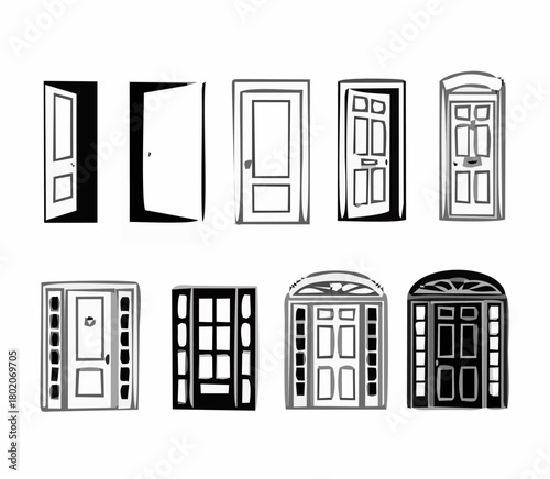 Different doors icons collect...