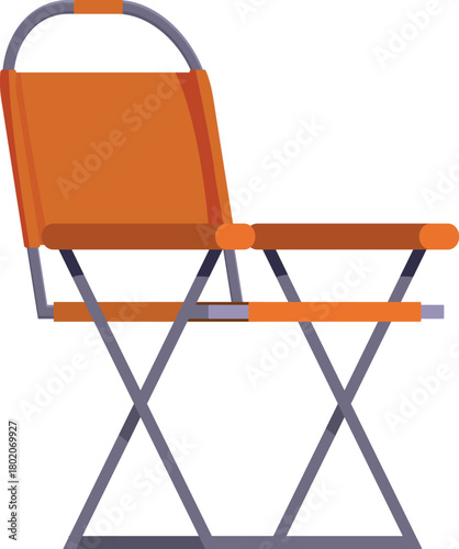 Portable folding chair ideal for camping, outdoor activities, and relaxation, featuring an orange fabric and sturdy frame
