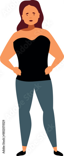 Curvy woman standing with hands on hips, exuding confidence and body positivity