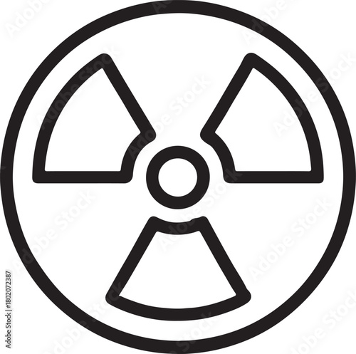 Radiation danger symbol bold linear icon warning of hazardous materials and radiation risks.