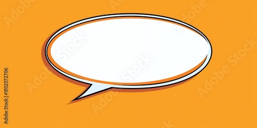 Oval empty speech bubble with white fill and dark outline on orange background