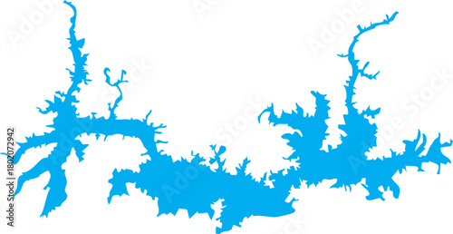 Lake Amistad Reservoir in Texas Vector Map Shape Editable 