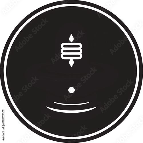 Lingam Symbol Illustration - Hindu God Shiva Creative Sign Icon Vector Black and White