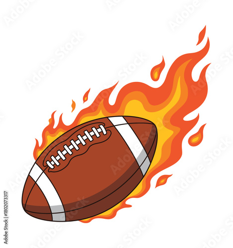 american football gridiron ball flaming fire fast illustration with intense blazing effects, dynamic motion trails, and powerful energy, perfect for competitive sports graphics and high-impact 