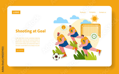 Soccer Players Shooting at Goal Vector Illustration
