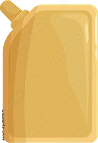 Golden yellow doypack packaging standing up with its cap visible, ready to be filled with product