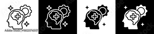 Clinical Psychology Icon Set In Black And White Filled Style Collection