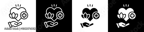 Therapy Icon Set In Black And White Filled Style Collection