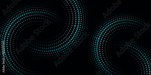 Black abstract background with glowing blue dotted lines. Modern and futuristic circle style background concept for banners, flyers, presentations, certificates and cards. VOL. 2
