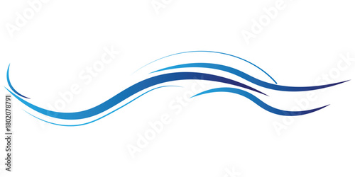 This image features flowing, stylized blue waves against a white background,With Ocean wave.