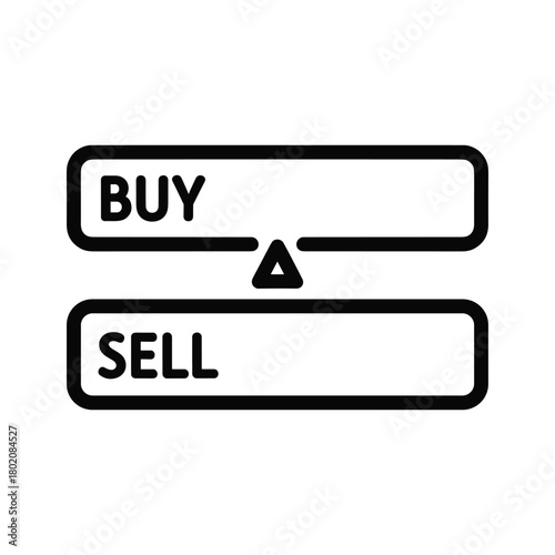 Buy and sell comparison icon representing market choice and trading decision