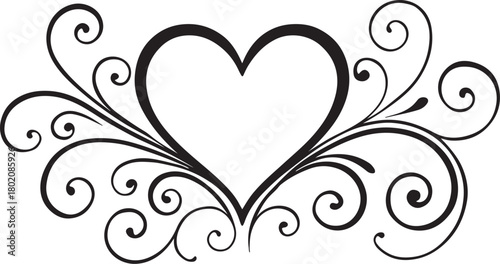  Heart Swirls silhouette Vector art white background