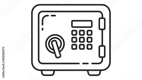 Electronic safe box icon with digital keypad for secure storage of valuables and important items Vector
