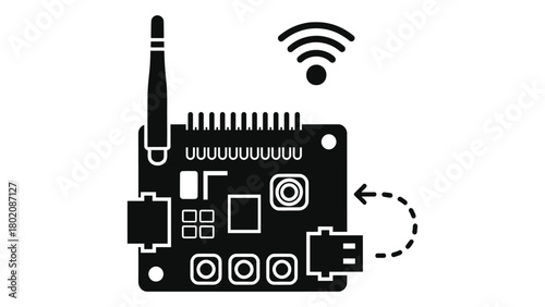 Internet of things (iot) developer kit silhouette for prototyping sensors and wireless connectivity Vector