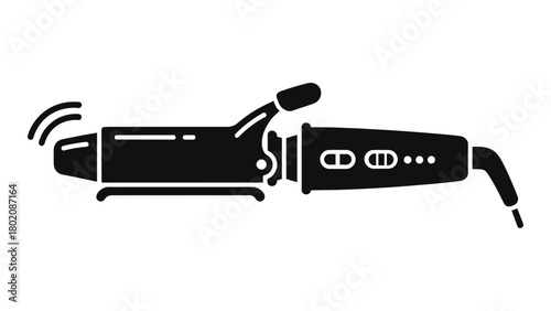 Professional hair curler or curling iron icon for salon styling, beauty, and personal care products. Vector