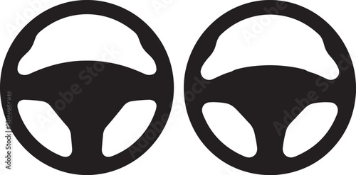 Two car steering wheel silhouettes side by side
