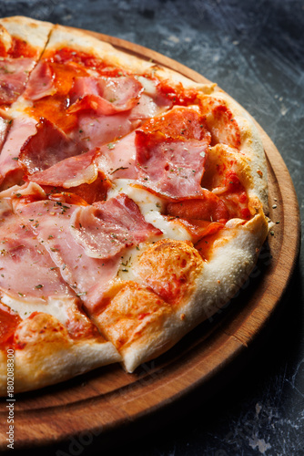 Delicious Ham And Cheese Pizza Sliced