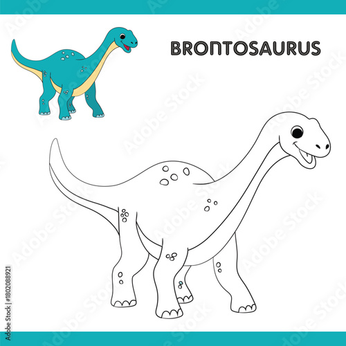 Brontosaurus Copy Colour worksheet for kids