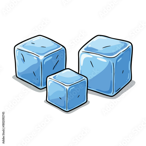 Ice cubes in varying sizes ideal for refreshing beverages and cocktails at summer gatherings and parties 