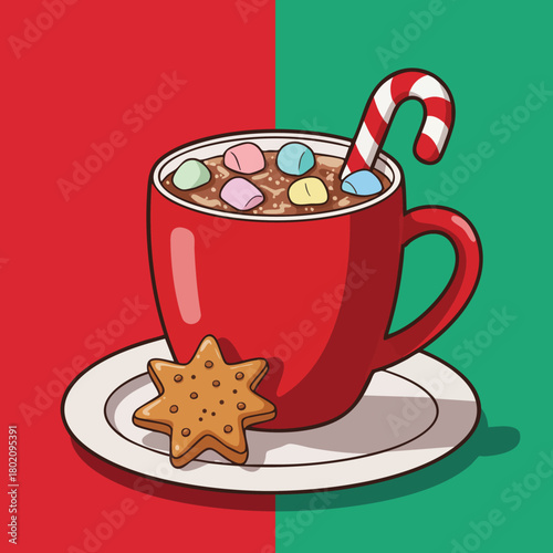 Hot cocoa with marshmallows and cookies perfect for winter holidays and festive occasions 