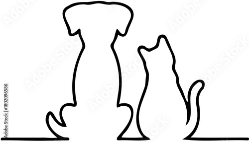 hand drawn vector illustration cat and dog