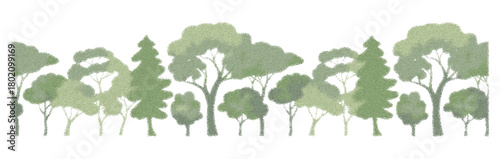 Architectural CAD trees and wetland forest outlines, detailed side-view line drawings ideal for landscape architects, urban planning, garden design, and professional presentation graphics.