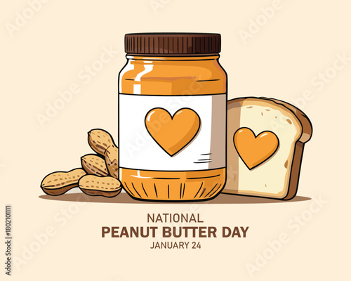 National Peanut Butter Day stock images. Peanut butter in a bowl on the table still life stock photo. Peanut Butter Day Poster, January 24.