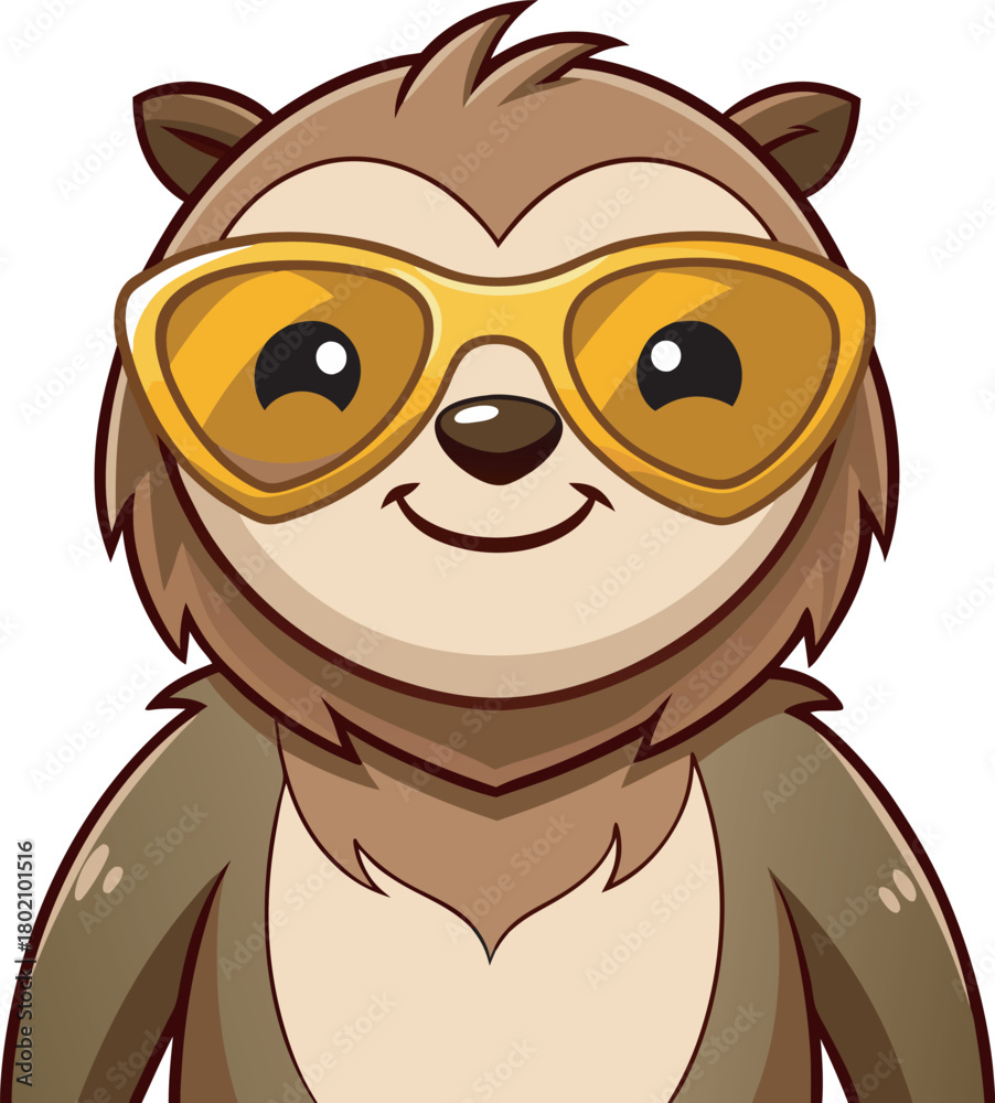 Naklejka premium Smiling sloth cartoon mascot character vector art 8