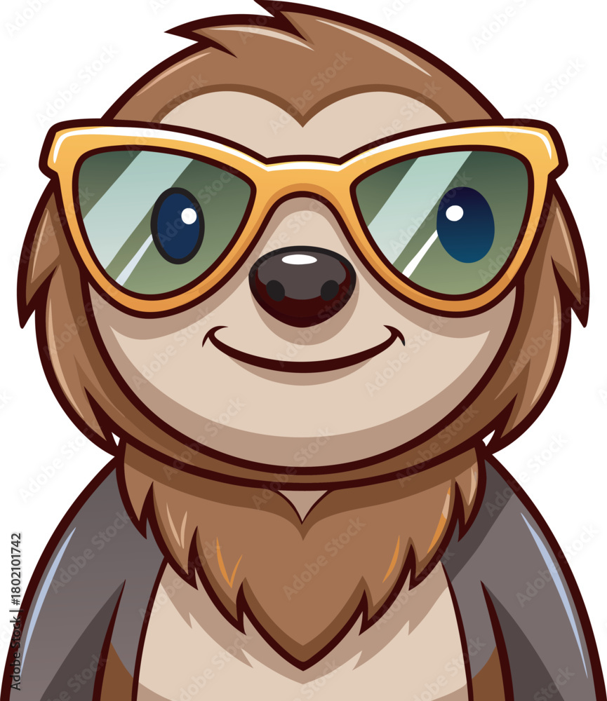 Naklejka premium Smiling sloth cartoon mascot character vector art 6