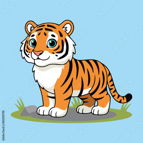 Cute  Siberian Tiger — Endemic Wildlife of Russia | Flat Vector Illustration