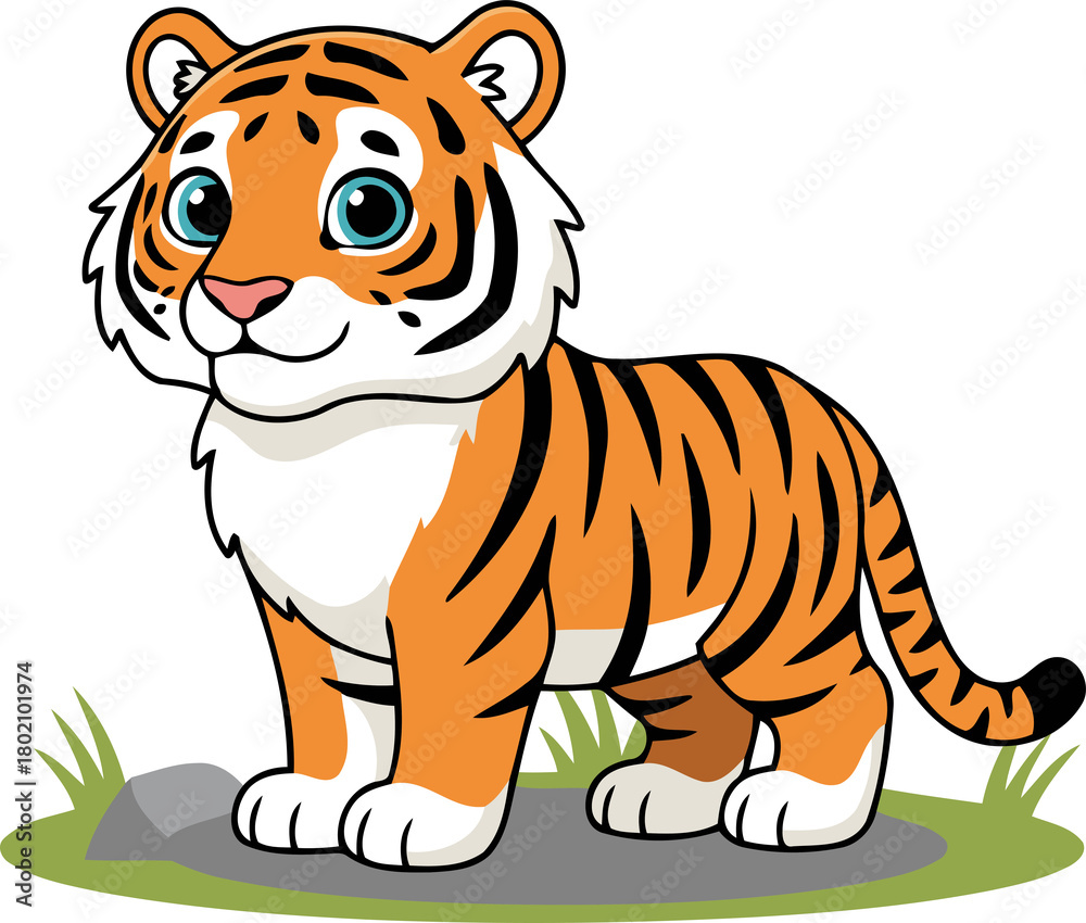 Obraz premium Cute Siberian Tiger — Endemic Wildlife of Russia - Flat Vector Illustration