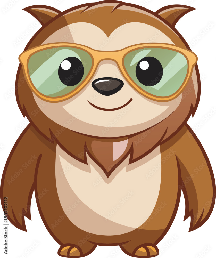 Naklejka premium Smiling sloth cartoon mascot character vector art 3
