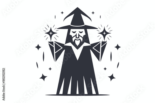 The wizard pixel art character holds a staff, showing a retro game style