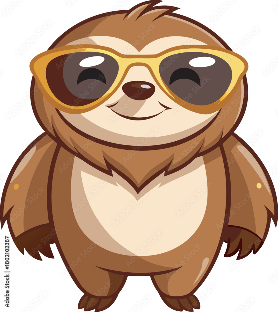 Naklejka premium Smiling sloth cartoon mascot character vector art 2